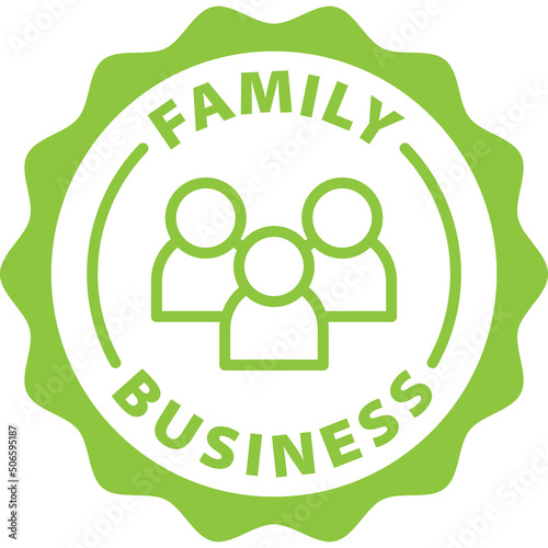 family business green stamp outline badge icon label isolated vector on transparent background