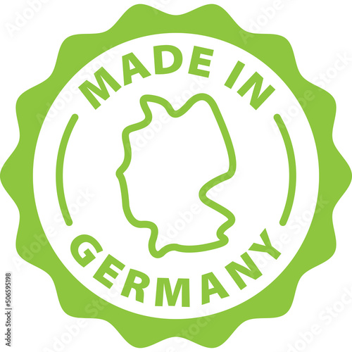 made in Germany green stamp outline badge icon label isolated vector on transparent background