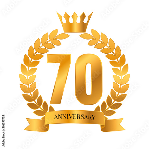 The Queen's Platinum Jubilee celebration.Anniversary 70. Jubilee golden wreath with a golden crown.