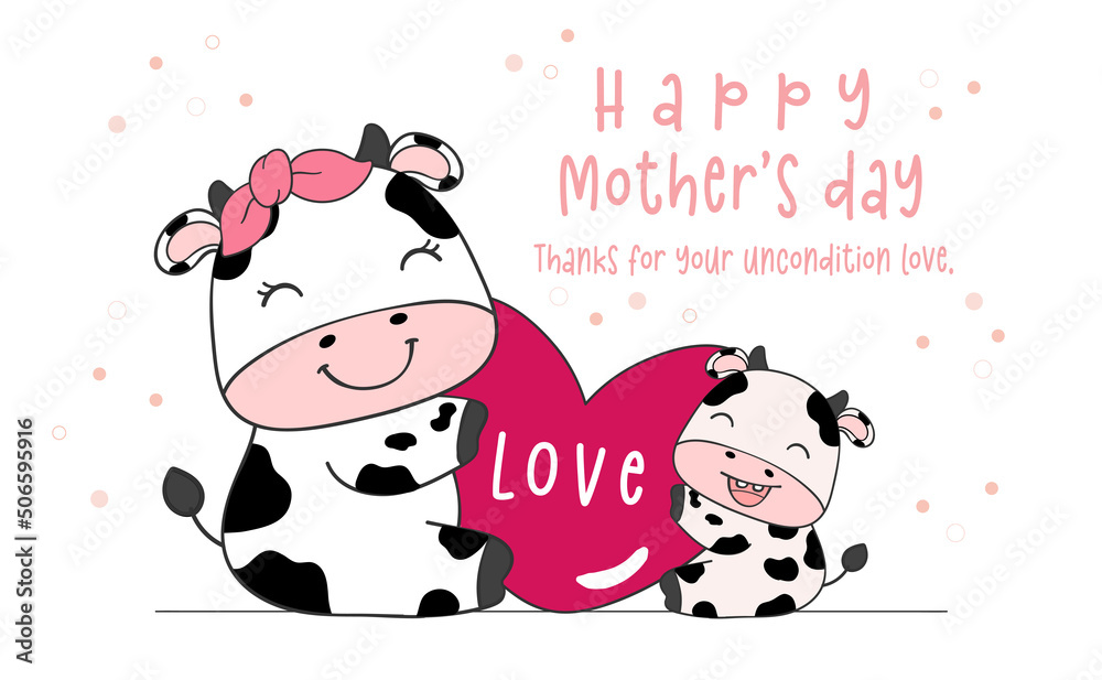 cute mother and child hug love heart, happy mother's day, livestock farm animal cartoon character doodle drawing illustration cute mother and child hug love heart, happy mother's day, livestock farm animal cartoon character doodle drawing illustration