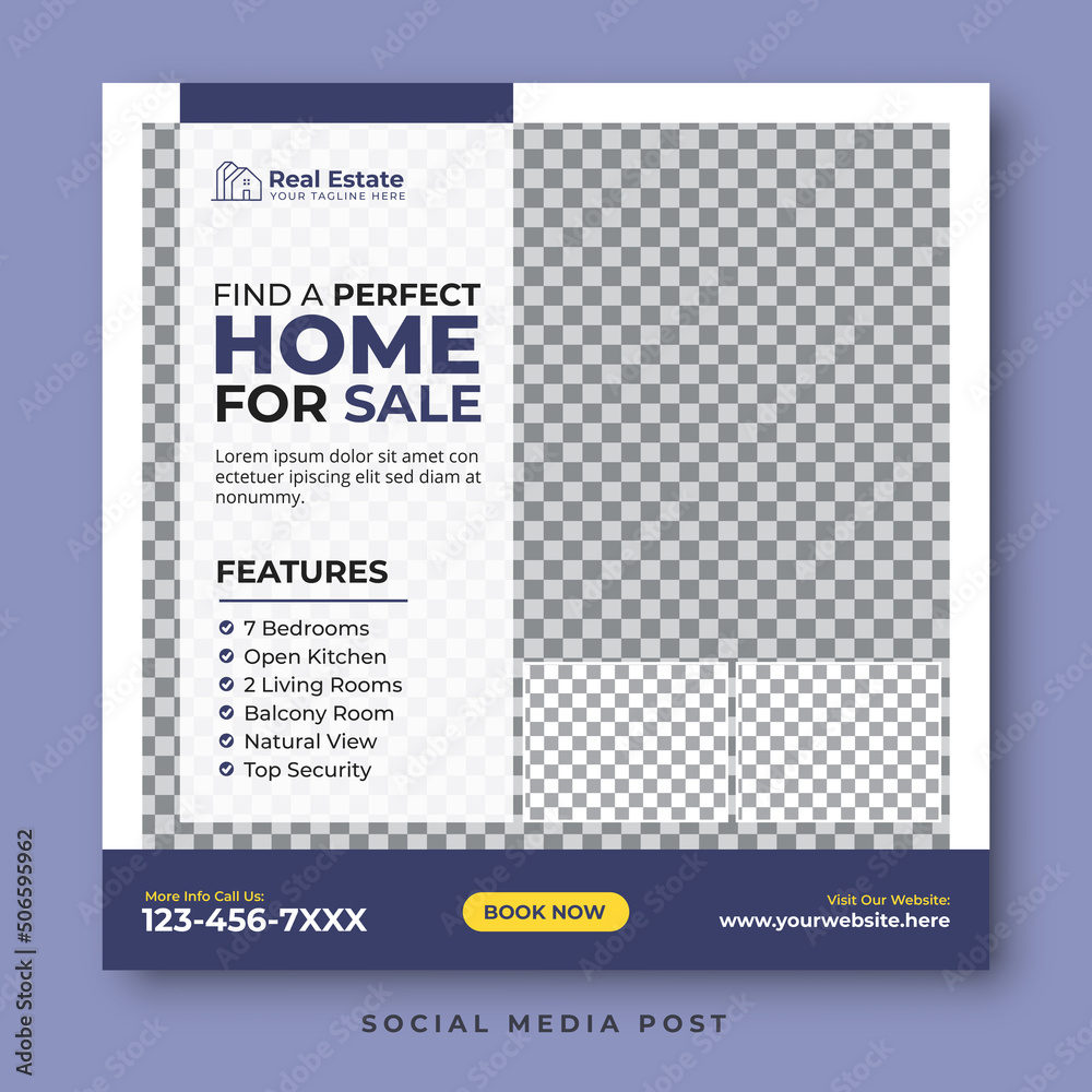 Obraz premium Perfect home for sale. Real estate social media post template