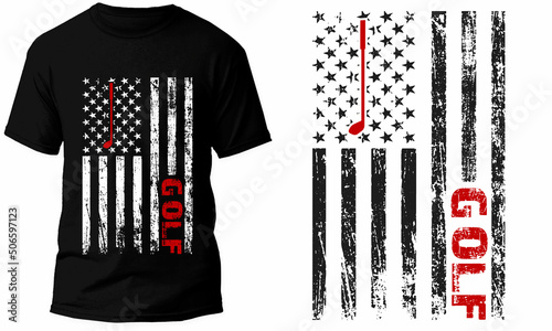 Golf USA Flag T Shirt Design