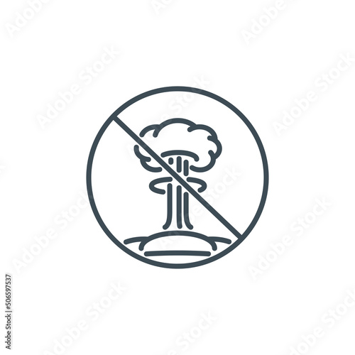 Mushroom cloud after explosion nuclear bomb single outline icon black isolated on white. outline symbol detonation mine. design element atomic war with editable thin line stroke. pictogram armageddon