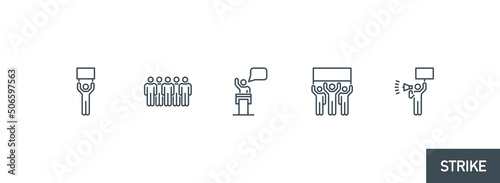 alone protester men with megaphone and poster no war single line icon isolated on white. Perfect outline symbol public demonstration strike. protester activist design element with editable Stroke line