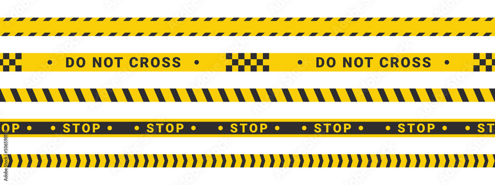 Caution tape set. Warning or caution stripe. Police line. Do not cross stripes. Vector images