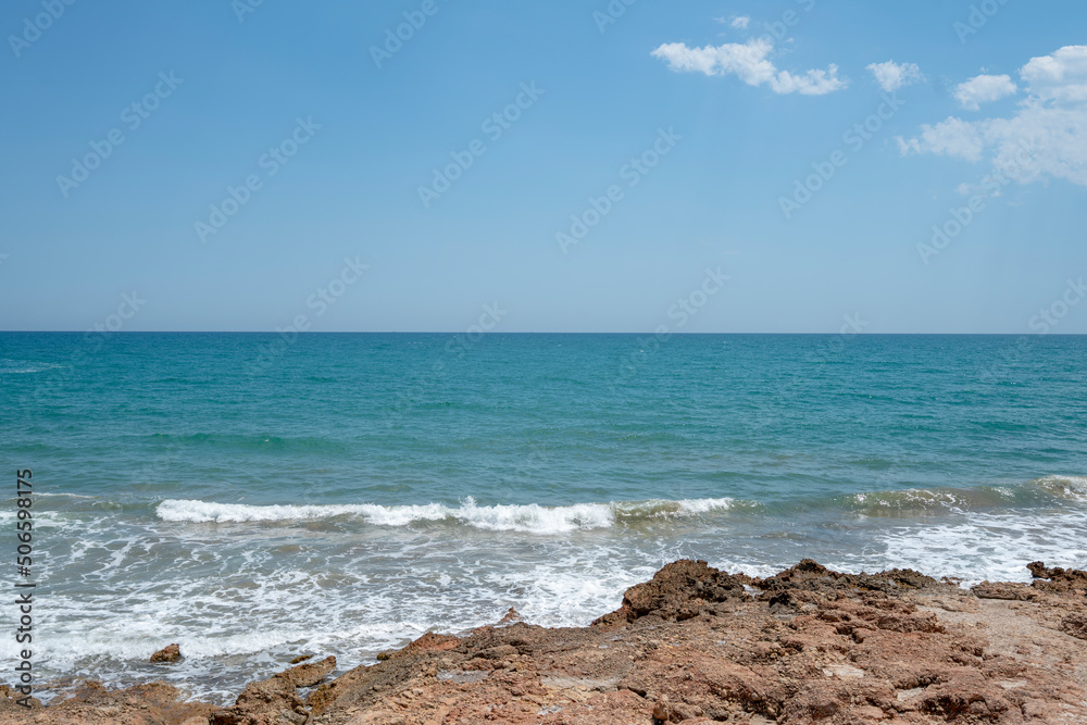 Rocky coastline Mediterranean sea Spain.