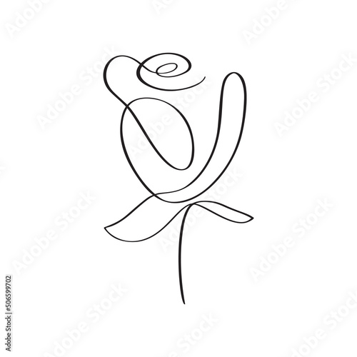 Vector Hand Drawn One Line Art Drawing of Flower Rose. Minimalist Trendy Contemporary Floral Design Perfect for Wall Art Print, Social Media Poster Invitation