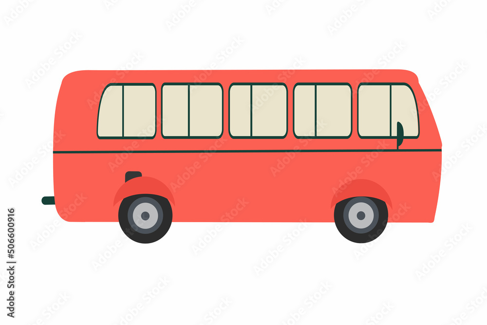Vector flat public bus design. City Bus Vector Illustration In Modern Flat Style