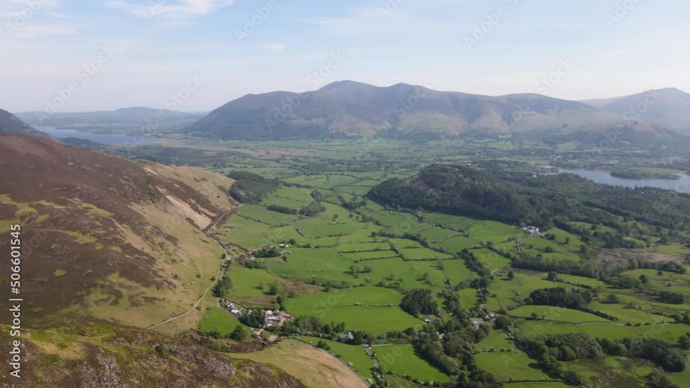 Drone shot of Lush green nature of the Lake District National Park in the Summer time aerial shot. Drone shot of Lush green nature of the Lake District National Park in the Summer time aerial shot.