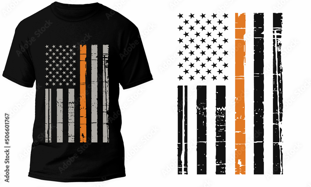 Thin Orange Line American Flag T Shirt Design Thin Orange Line American Flag T Shirt Design