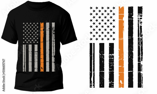 Thin Orange Line American Flag T Shirt Design