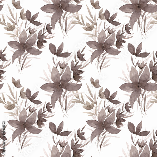 Seamless floral pattern of watercolor illustrations
