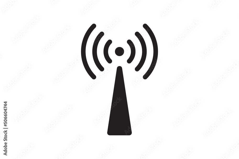 Radio tower antenna vector icon. Wireless station signal symbol. Radio tower antenna vector icon. Wireless station signal symbol.