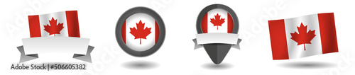 Canada flag vector collection. Pointers, flags and banners flat icon. Vector state signs illustration isolated on white background. Canada flag symbol on design element. photo