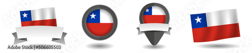 Free Download Chile flag vector collection. Pointers, flags and banners flat icon. Vector state signs illustration isolated on white background. Chile flag symbol on design element. - GFXLoad