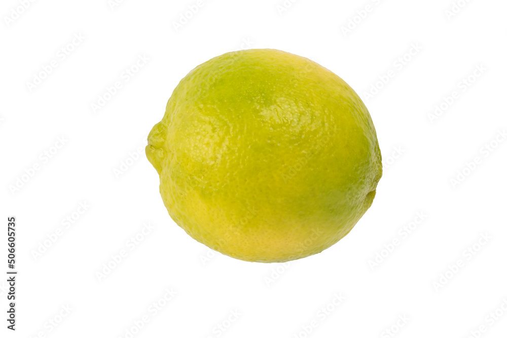 green ripe lime isolated on white background, close-up green ripe lime isolated on white background, close-up