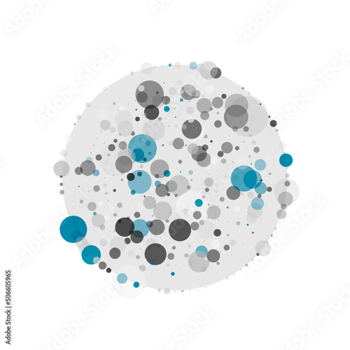 Abstract vector circle frame with halftone dots. Emblem design element for medical, treatment, biology, cosmetic. Circle with circles