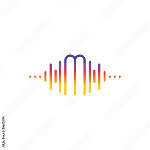 letter M logo music equalizer color line design vector