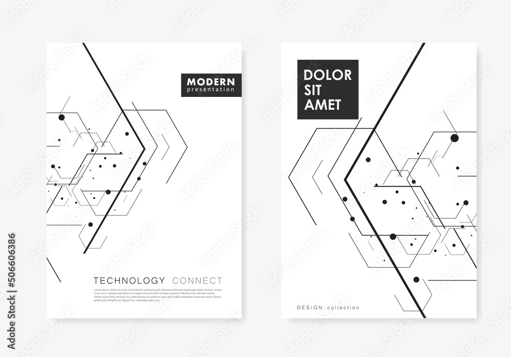 Connecting lines and dots on simple background. Vector cover templates for web, report or presentation. Web tech polygon design