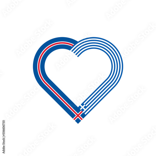 unity concept. heart ribbon icon of iceland and greece flags. vector illustration isolated on white background