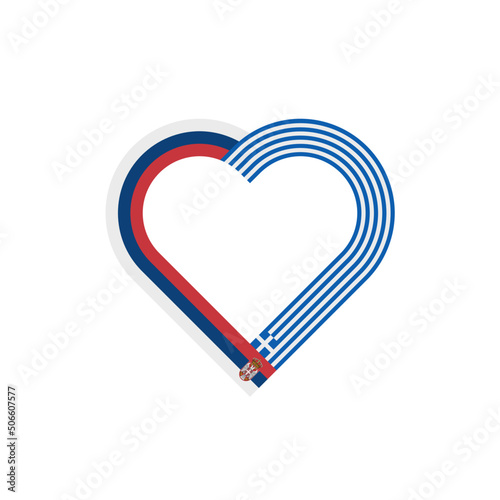 unity concept. heart ribbon icon of serbia and greece flags. vector illustration isolated on white background