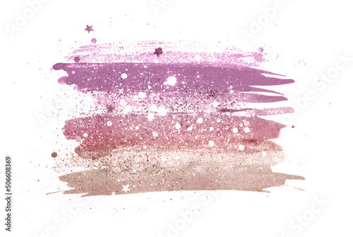 Abstract purple and pink watercolor stripes and glitter in vintage colors