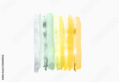 Abstract blue and yellow watercolor stripes in vintage colors on light gray background