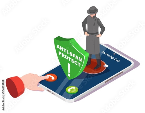 Anti spam call protect mobile service vector photo