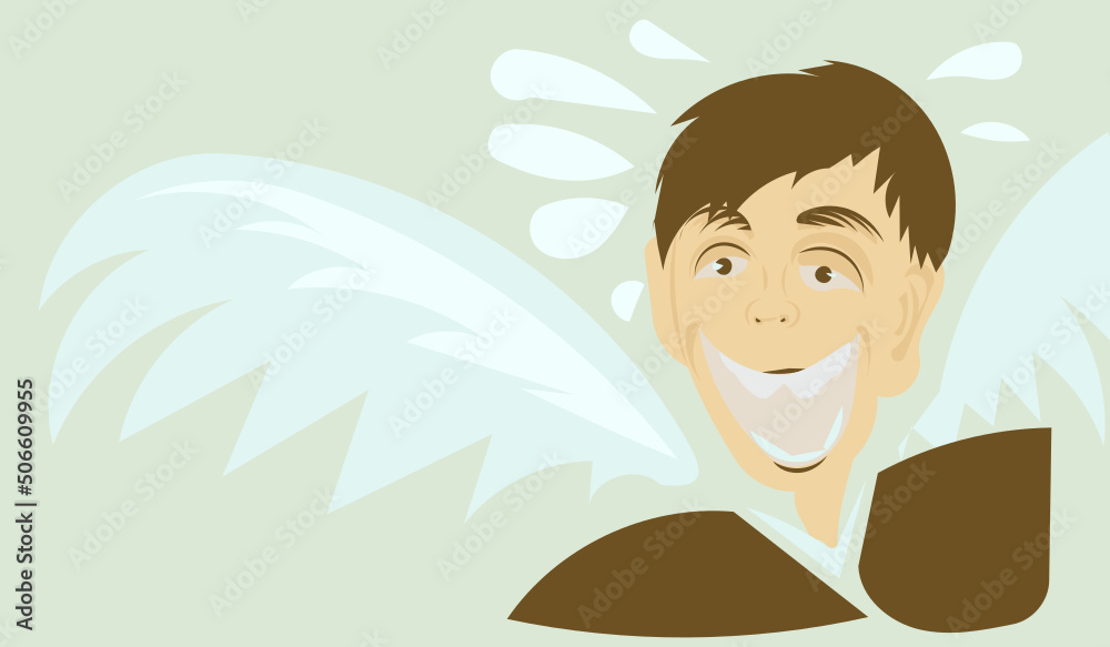 Happy man face with Angel wing 