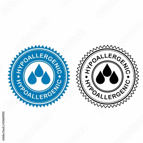 Hypoallergenic tested logo. Vector drop icon of hypoallergenic package label.