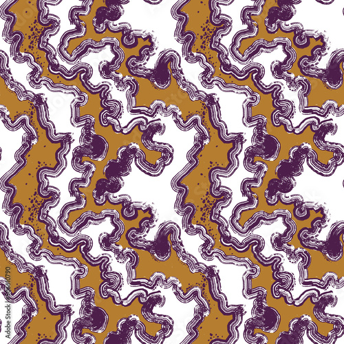 Mustard abstract wavy seamless pattern. Pink mustard eggplant colors background. High quality photo