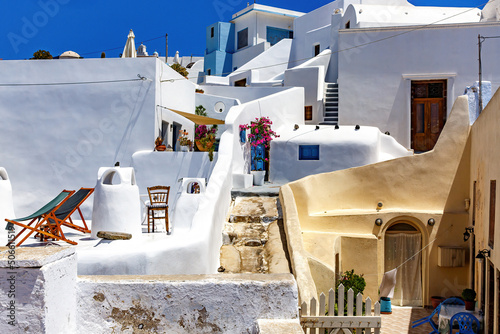 Walking in the streets of Santorini in Greece