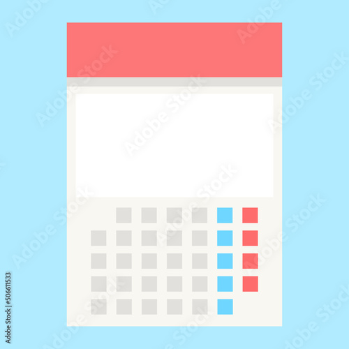 Calendar icon on blue background. vector.