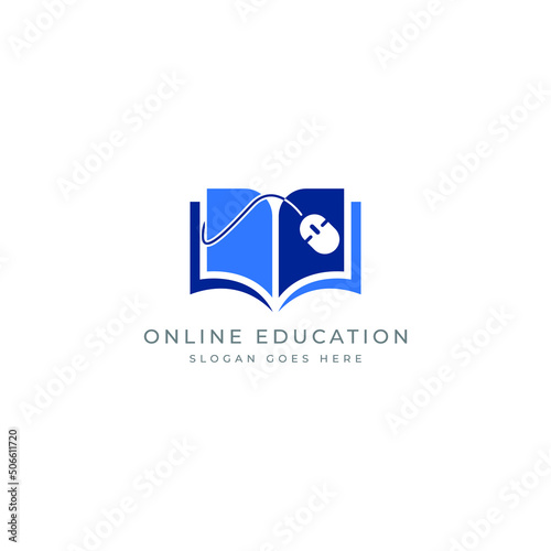 online education logo, online class logo, web education logo design template