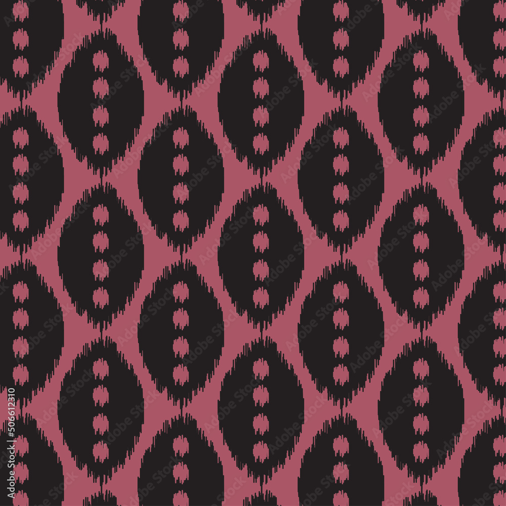 black color leaf illustration in ikat style pattern design background . black color leaf illustration in ikat style pattern design background .