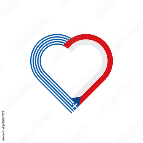 unity concept. heart ribbon icon of greece and czech republic flags. vector illustration isolated on white background