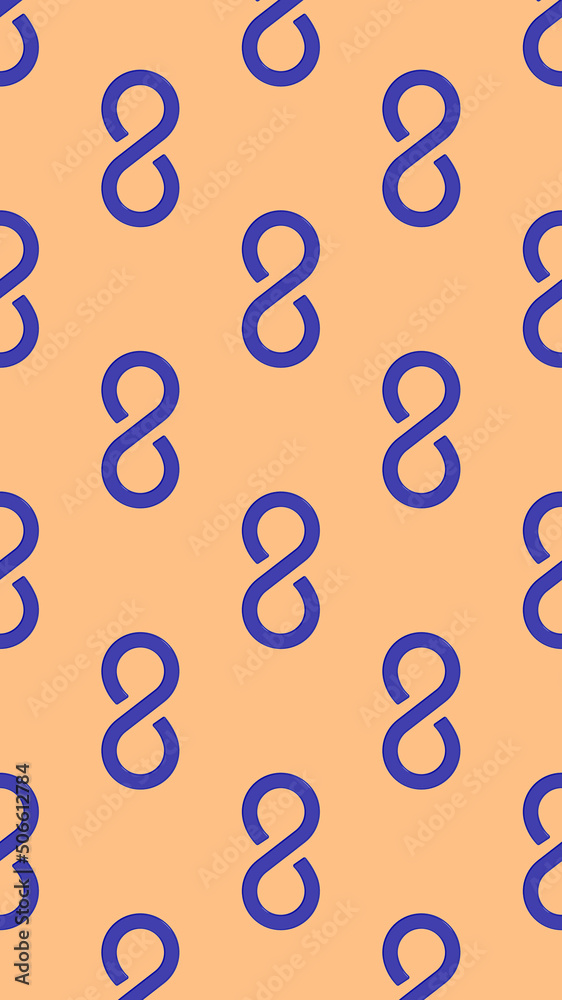 Seamless pattern. Infinity sign is blue, isolated on yellow orange background. Symbol of infinity. Vertical image. 3D image. 3d rendering Seamless pattern. Infinity sign is blue, isolated on yellow orange background. Symbol of infinity. Vertical image. 3D image. 3d rendering