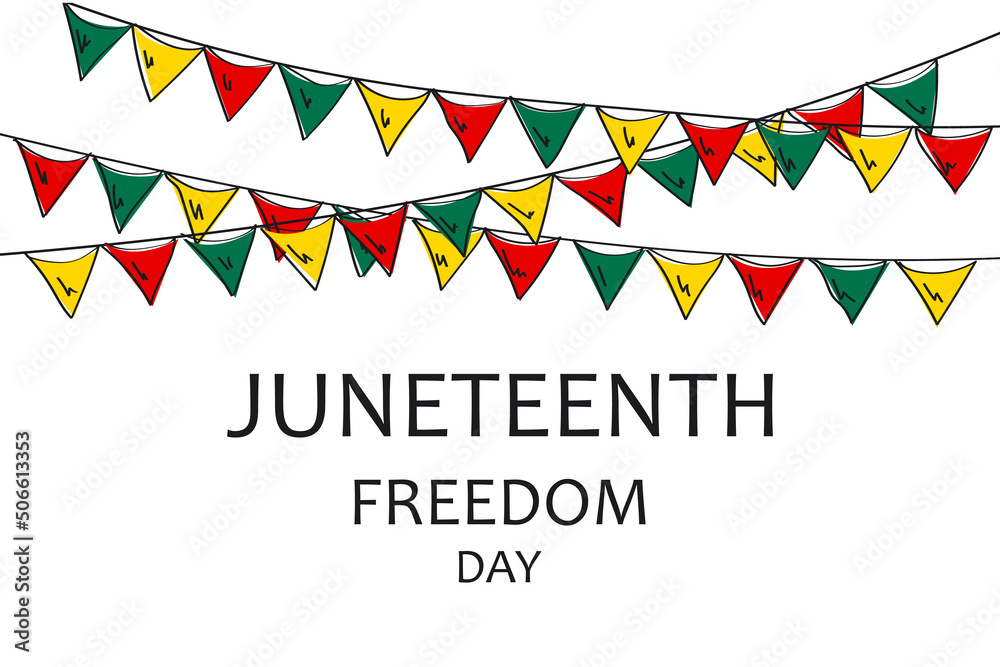 Obraz premium Juneteenth freedom day celebration abstract banner. Flags and text