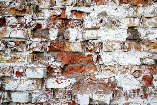 a part of the wall of a building made of bricks
