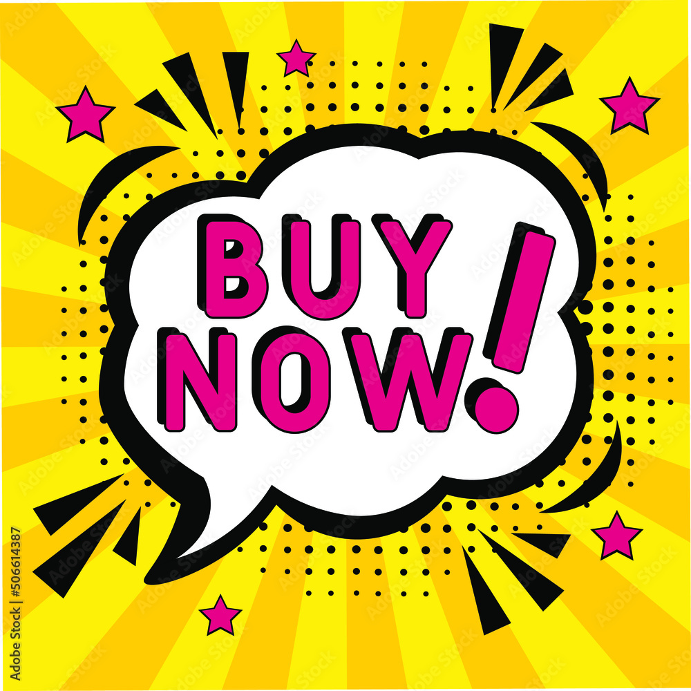 Buy now text. Comic book explosion with text Just now, vector ...