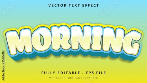 3d Gradient Blue Yellow Word Morning Editable Text Effect Design