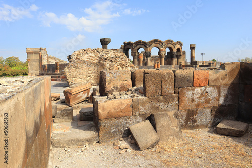 Ruins of Zvartnos temple in Armenia	
 photo