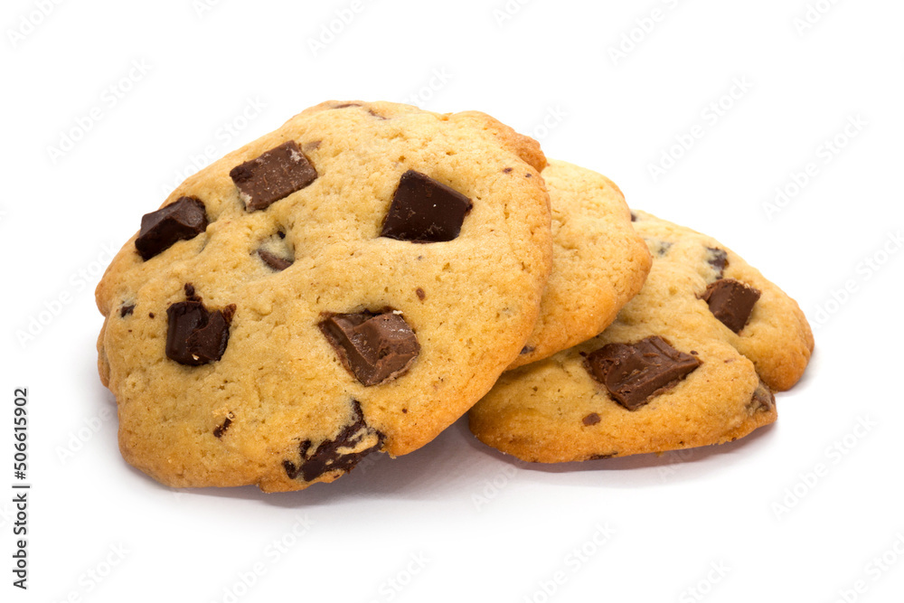 Chocolate chip cookies isolated on white background Chocolate chip cookies isolated on white background