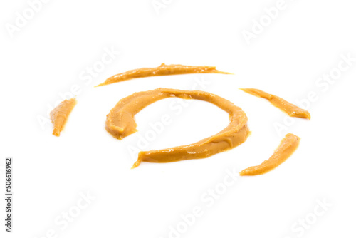  Circle Peanut butter spread on white background