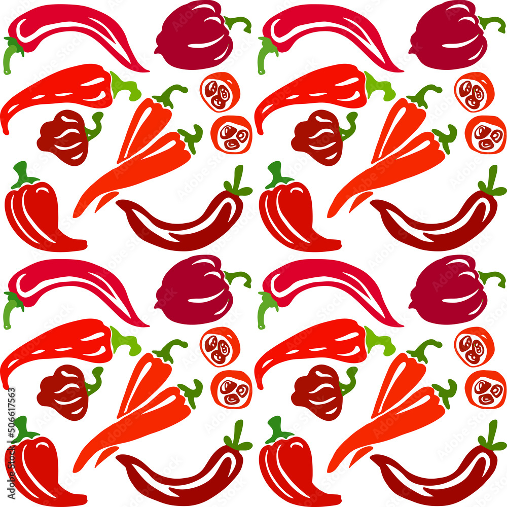 seamless pattern with red peppers seamless pattern with red peppers
