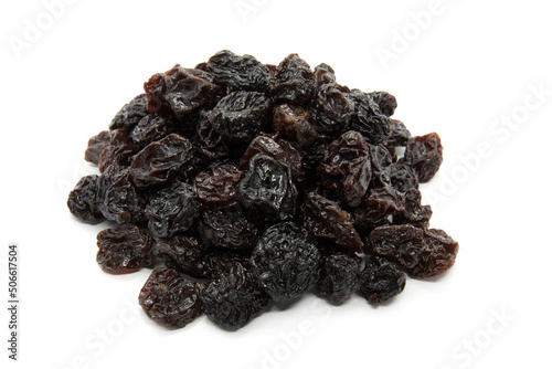  Dried raisins on a white background