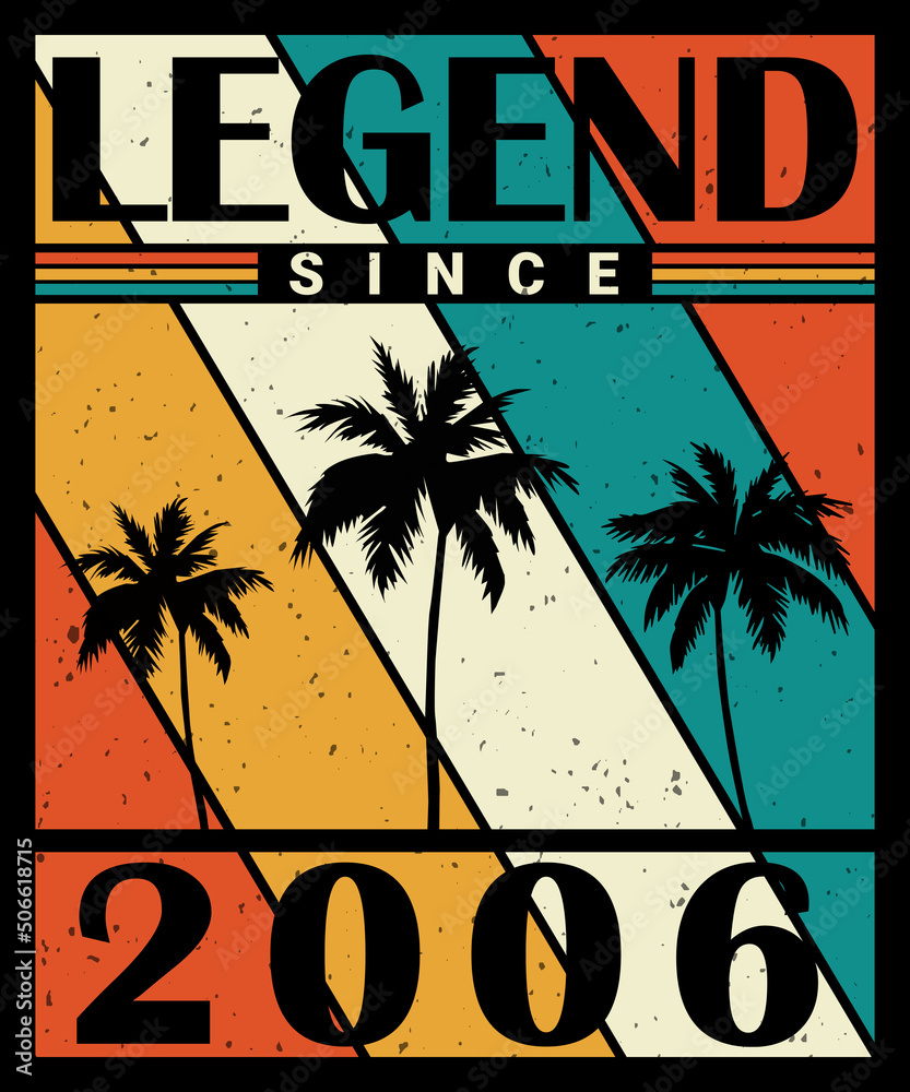 Fototapeta premium Legend Since 2006 16th Birthday Retro Vintage Palm tree T-Shirt