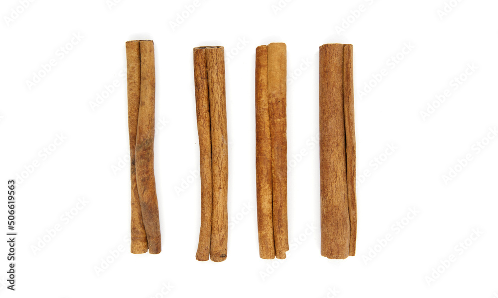Sticks cinnamon sticks on white background Sticks cinnamon sticks on white background