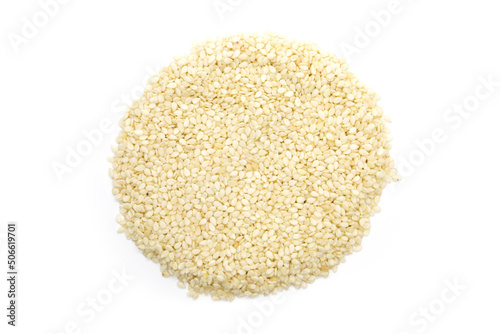 top view Sesame seeds isolated over white background