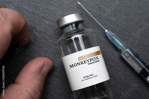 Vial of monkeypox vaccine ready to be injected photo